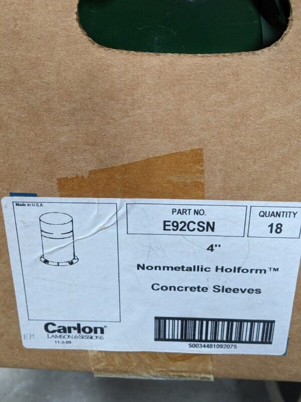 Carlon E92CSN 4" Concrete Sleeve Lot of 18