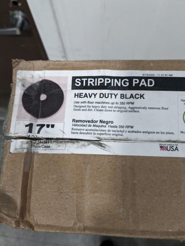 PRO-SOURCE 17" Heavy Duty Black Floor Stripping Pad: Coarse Qty 5 PS-400117