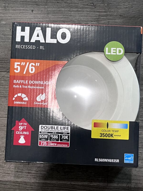 HALO RL 5 in. and 6 in. 3500K White Integrated LED Recessed Ceiling Light Trim