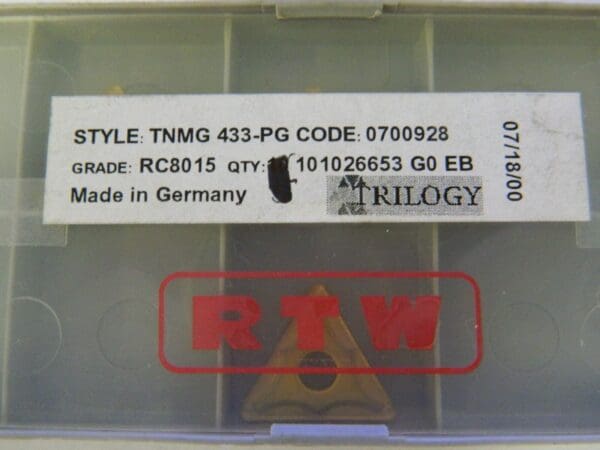 RTW Carbide Turning Inserts TNMG433-PG RC8015 Qty. 3 #0700928