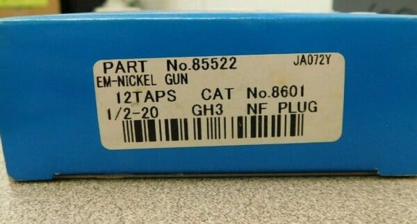 Greenfield Cobalt Plug Taps 6Pk EM-Nickel Gun Model 1/2 - 20 GH3 NF 3FL 85522