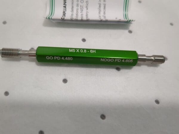 GF GAGE Plug Thread Gage M5x0.80 Thread 6H Class Double End Go&NoGo W0500806HS