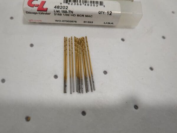 CHICAGOLATROBE 12 pk Screw Machine Length Drill Bit1/32"Dia 135 deg Pt HSS 48202