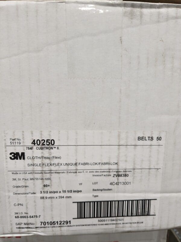 3M Cloth Belt 784F, 60+ YF-weight, 3-1/2 in x 15-1/2 in Qty 50 7010512291