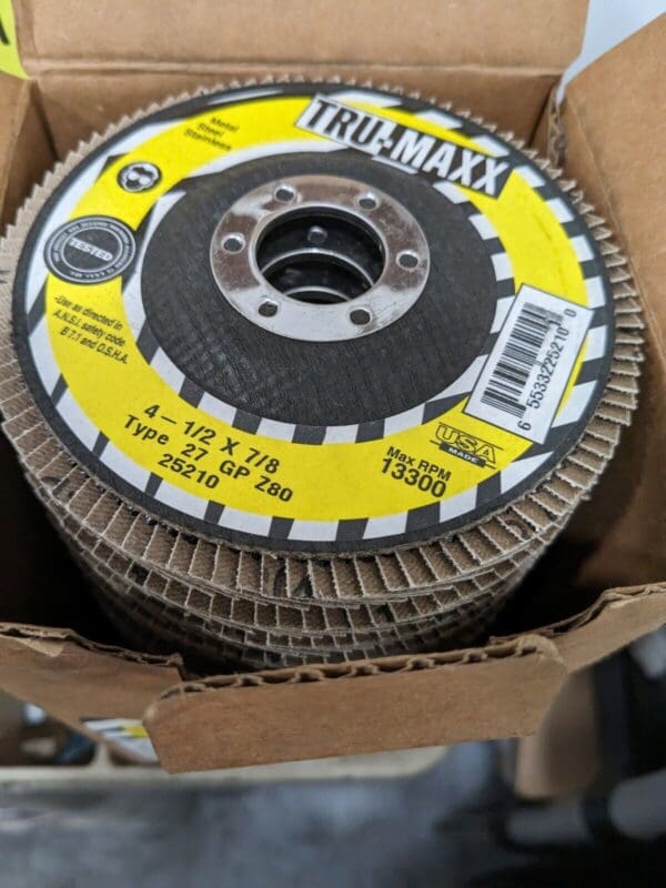 TRU-MAXX Flap Disc: 4-1/2" Dia, 7/8" Hole, 80 Grit, Type 27 Qty 20 66254443387