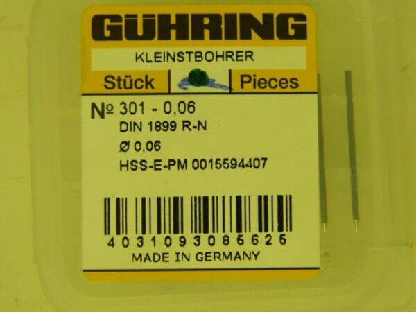 Guhring Cobalt Micro Drill Bit 6Pack 0.0024" 118° Point 0.984" OAL 9003010000600