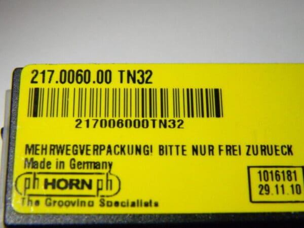 PH Horn Grooving Inserts 217.0060.00 Grade TN32 Qty. 8 #217006000TN32