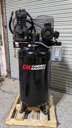 Campbell Hausfeld Vertical Air Compressor 80 Gallon 7.5 HP 230v 1 Ph. Damaged