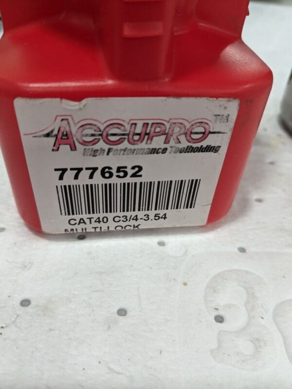 ACCUPRO CAT40 Milling Chuck: 3/4" Hole Dia 2.05" Nose Dia 777652