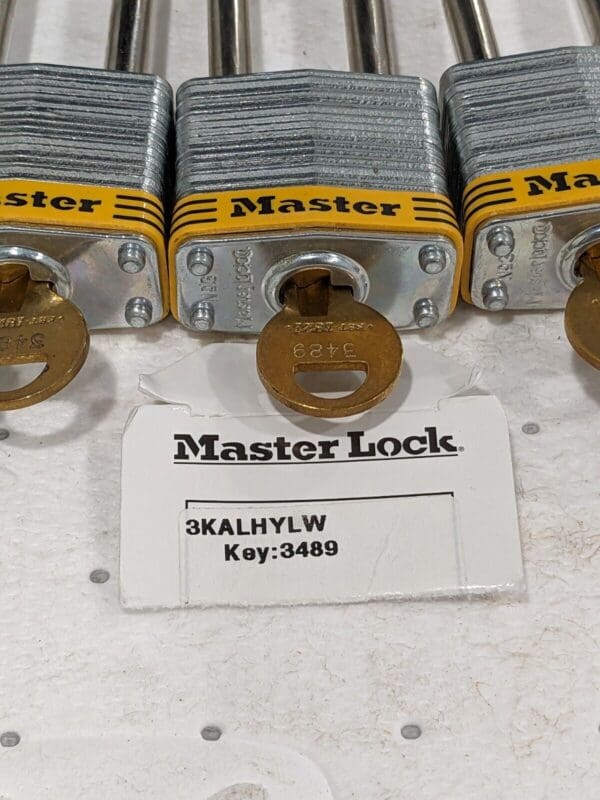 MASTER LOCK 2" Lockout Padlock: Keyed Alike, Laminated Steel Qty 3 KALHYLW-3489