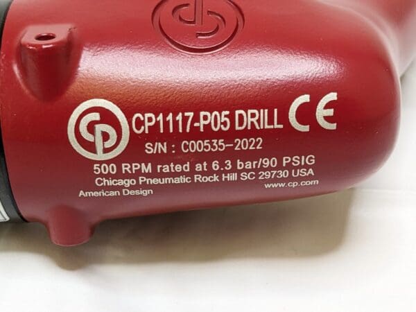 Chicago Pneumatic Pistol Grip Drill W/O KEYED CHUCK 500RPM CP1117P05 6151580240