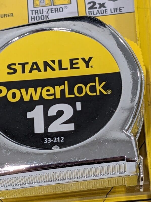 STANLEY Tape Measure: 12' Long, 1/2" Width, Yellow Blade Qty 6 33-212