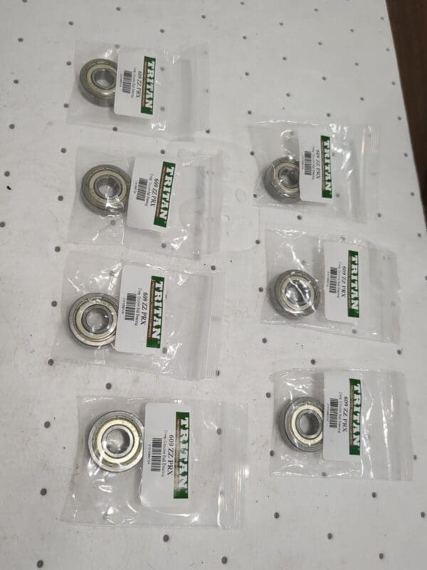 TRITAN 7pk Deep Groove Ball Bearings: 24 mm OD, Double Shield 609 ZZ PRX