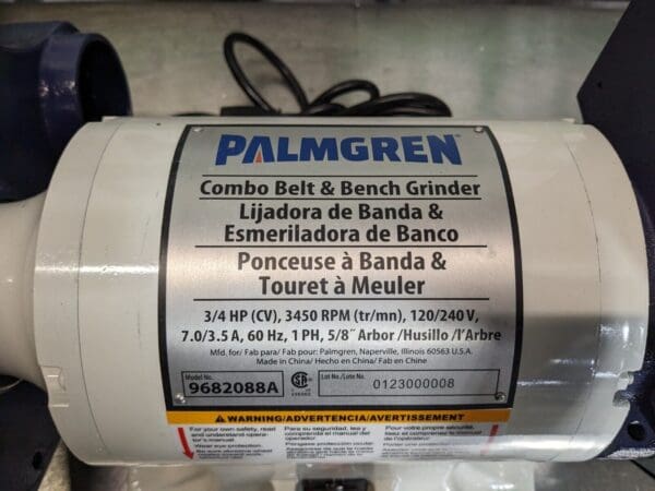 Palmgren Bench Grinder / Belt Sander 3450 RPM Max. 3/4 HP 120/240v DAMAGED