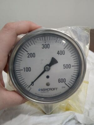 Ashcroft Pressure Gauge 3-1/2" Dial 1/4 NPT Thread 0-600 Scale Range 83202