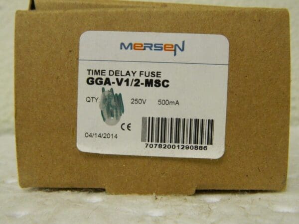 Mersen Time Delay Miniature Glass Fuse 70 Pack 250 VAC 0.50 Amp GGA-V1/2