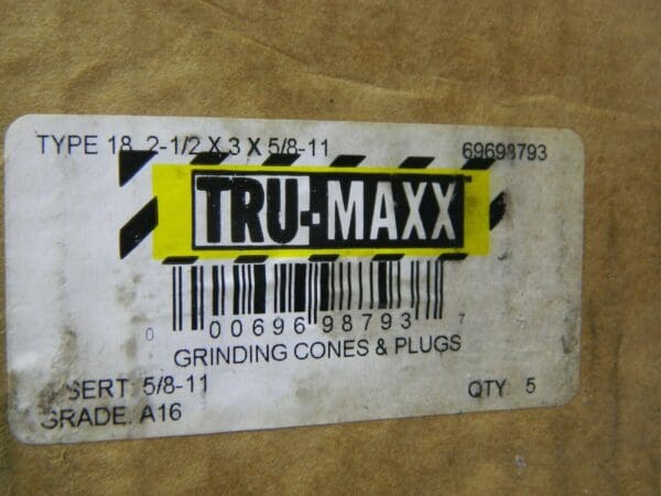 Tru-Maxx 16 Grit Oval Cone 18 2-1/2" Max Dia 3" Head Thick Qty 5 TM-DNO5A422R