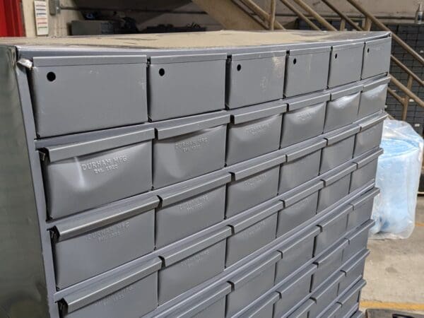 Durham Bin Storage Cabinet 96 Drawer 62 x 34 x 12 Steel Gray 022-95 Damaged