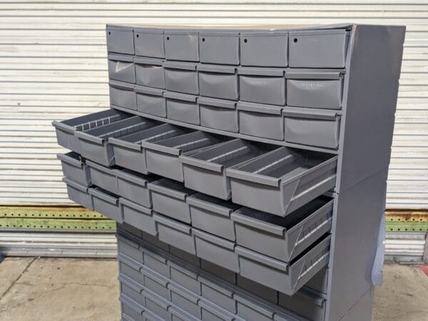 Durham Bin Storage Cabinet 96 Drawer 62 x 34 x 12 Steel Gray 022-95 Damaged