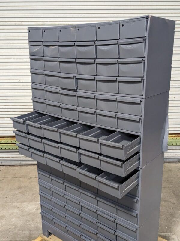 Durham Bin Storage Cabinet 96 Drawer 62 x 34 x 12 Steel Gray 022-95 Damaged