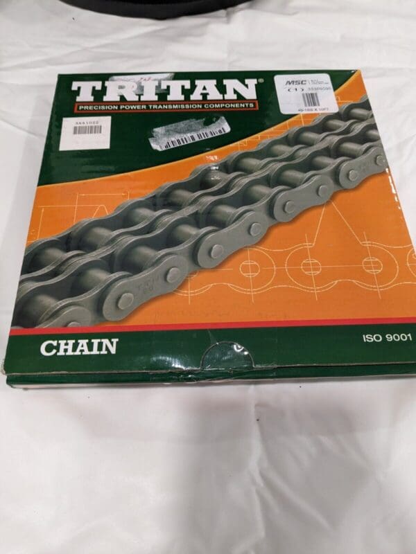 TRITAN Roller Chain: 1/2" Pitch, 40SS Trade, 10' Long, 1 Strand 40-1SS 10FT