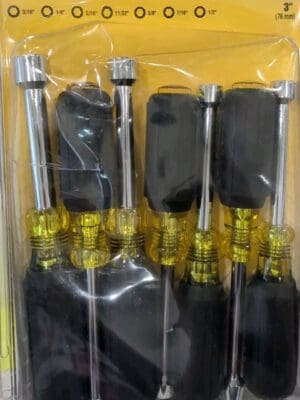 KLEIN TOOLS Nut Driver Set: 7 Pc, 3/16 to 1/2" Cushion Grip Handle 631