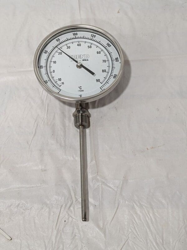 WIKA Bimetal Dial Thermometer: 0 to 200 ° F, 6" Stem Length 51060A005G4