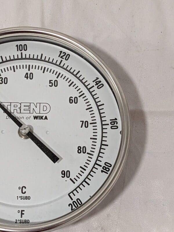 WIKA Bimetal Dial Thermometer: 0 to 200 ° F, 6" Stem Length 51060A005G4