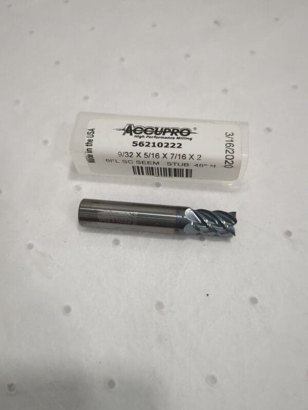 ACCUPRO Square End Mill: 9/32" Dia, 7/16" LOC, 5 Fl Solid Carbide 2500386