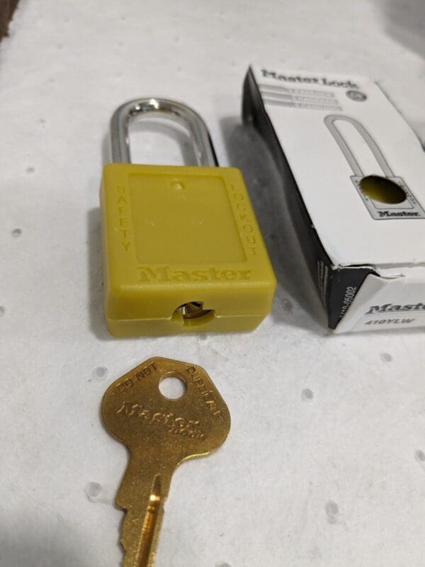 MASTER LOCK 3pk Lockout Padlock: Keyed Different Steel Shackle, Yellow 410YLW