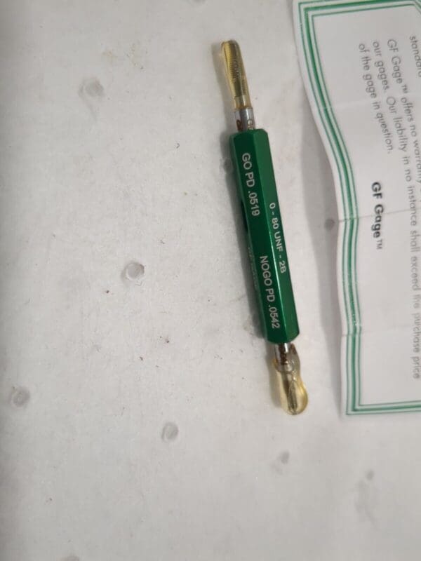 GF Gage Plug Thread Gage: #0-80 Thread 2B Class Go & No Go W0060802BS