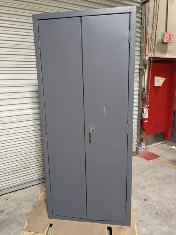 Durham Heavy Duty Storage Cabinet w/ Bins 84" x 36" x 18" Steel Gray