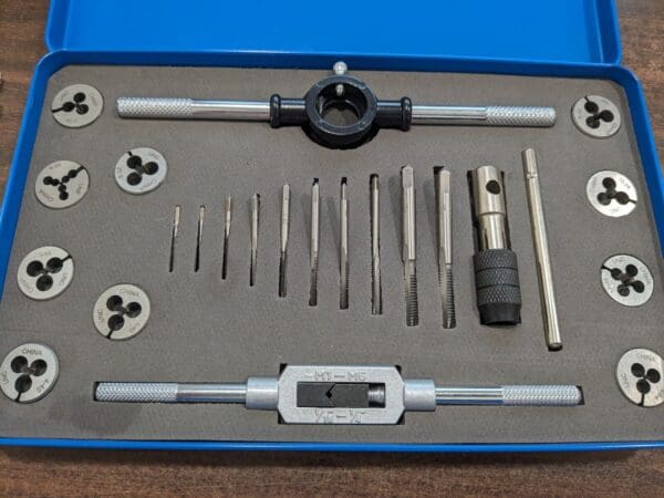 Tap & Die Set 23pc set: #0-80 to #12-24 Taps #0-80 to #12-24 Dies UNC UNEF&UNF