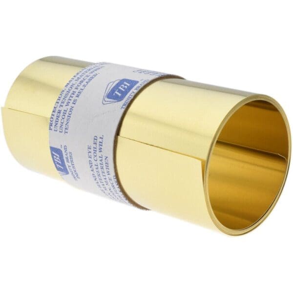 Metal Shim Stock: Roll, 0.0100" Thick, 100" Long, 6" Wide, 260 Brass M-BBN-10