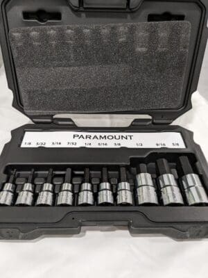 PARAMOUNT Hex Bit Socket Set: 3/8 & 1/2" Drive, 10 Pc, 1/8 to 5/8" PAR-2HBS-S10S