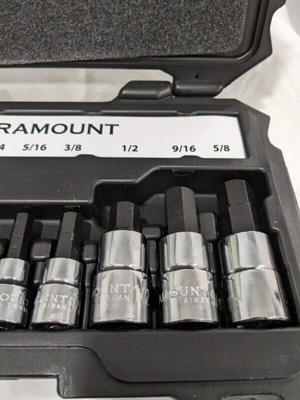 PARAMOUNT Hex Bit Socket Set: 3/8 & 1/2" Drive, 10 Pc, 1/8 to 5/8" PAR-2HBS-S10S