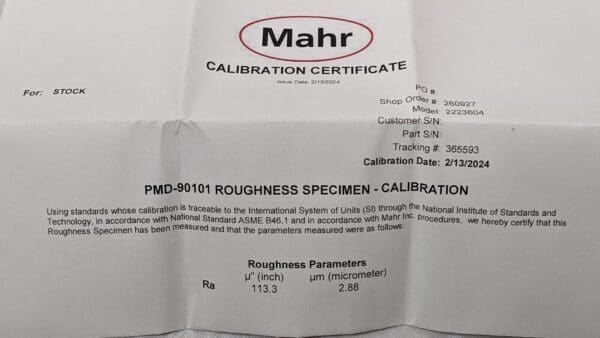 Mahr Pocket Surf IV w/Calibration Certificate 2254010 PARTS/REPAIR