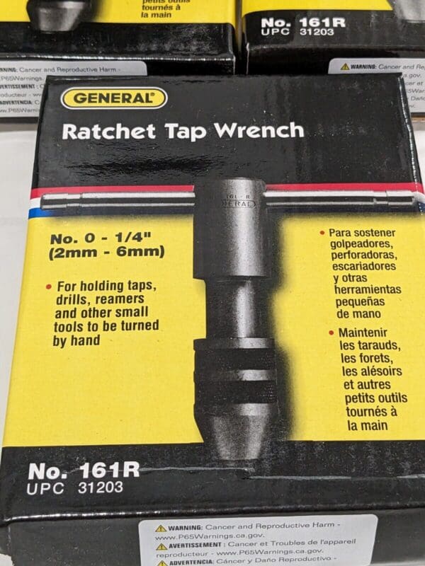 GENERAL #0 to 1/4" Tap Capacity, T Handle Tap Wrench Qty 3 161R