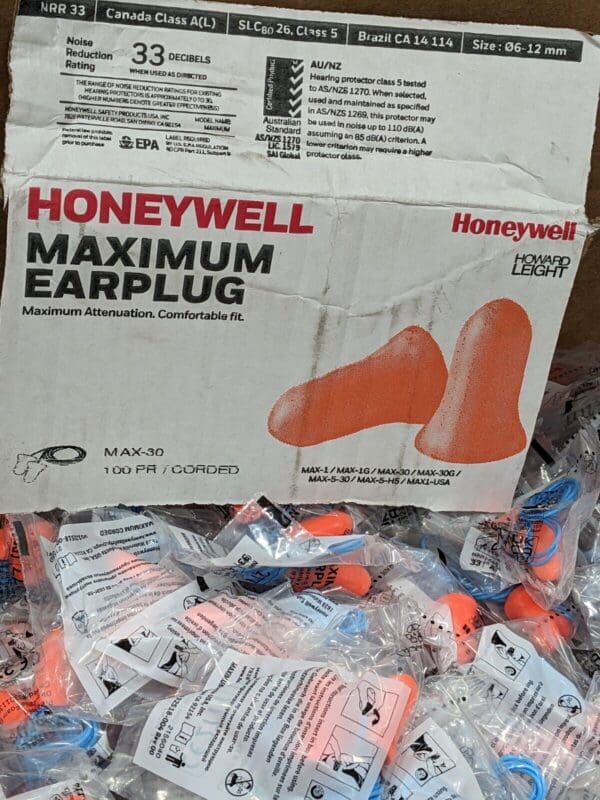 HOWARD LEIGHT Earplugs: Non-PVC Foam, Bell, Roll Down, Corded Approx 400 MAX-30