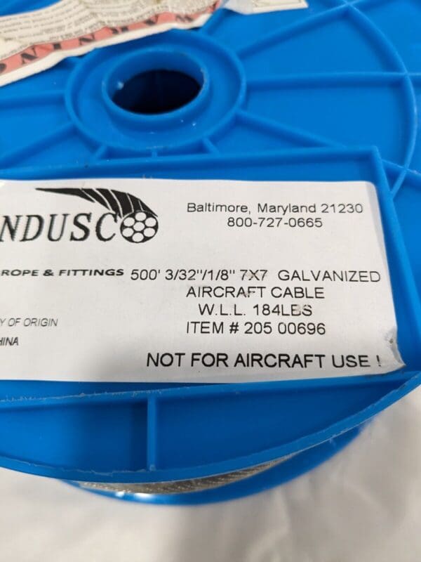 Indusco Aircraft Cable 1/8" Diam, 7 x 7 Strand Core WS-MH-WIRE-027