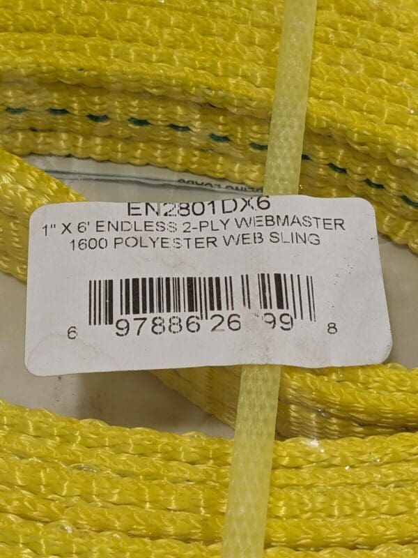 LIFT-ALL Endless, Type 5 Web Sling: 6' L, 1" W, 6200 lb Vertical Cap EN2801DX6