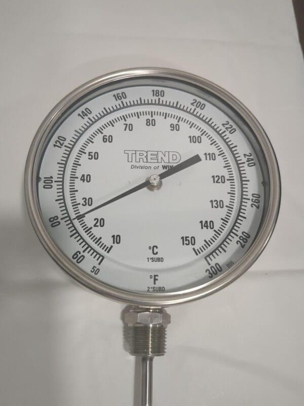 WIKA Bimetal Dial Thermometer: 50 to 300 ° F, 6" Stem Length 50060A008G4