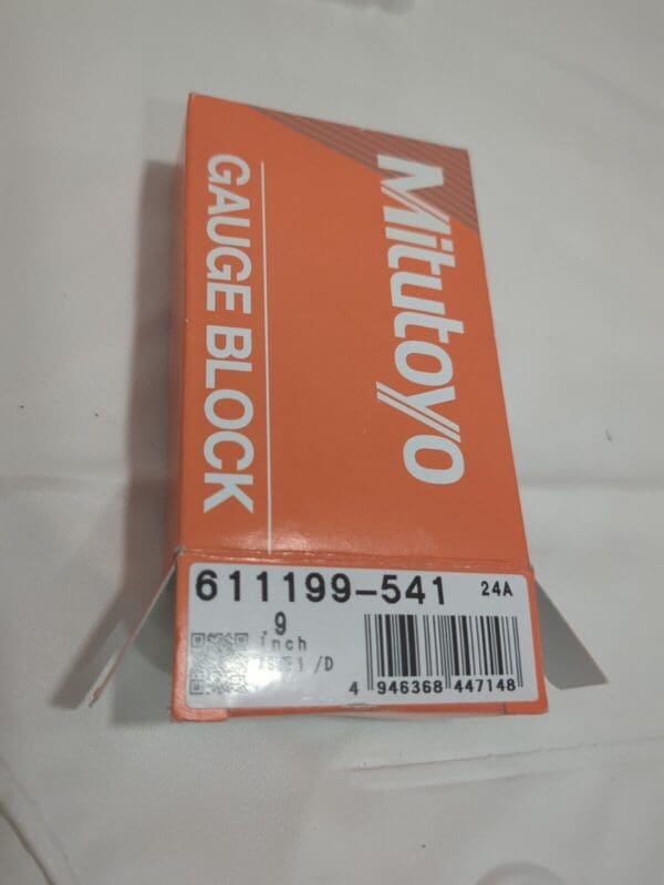 MITUTOYO Rectangle Steel Gage Block: 0.9", Grade AS-1 611199-541