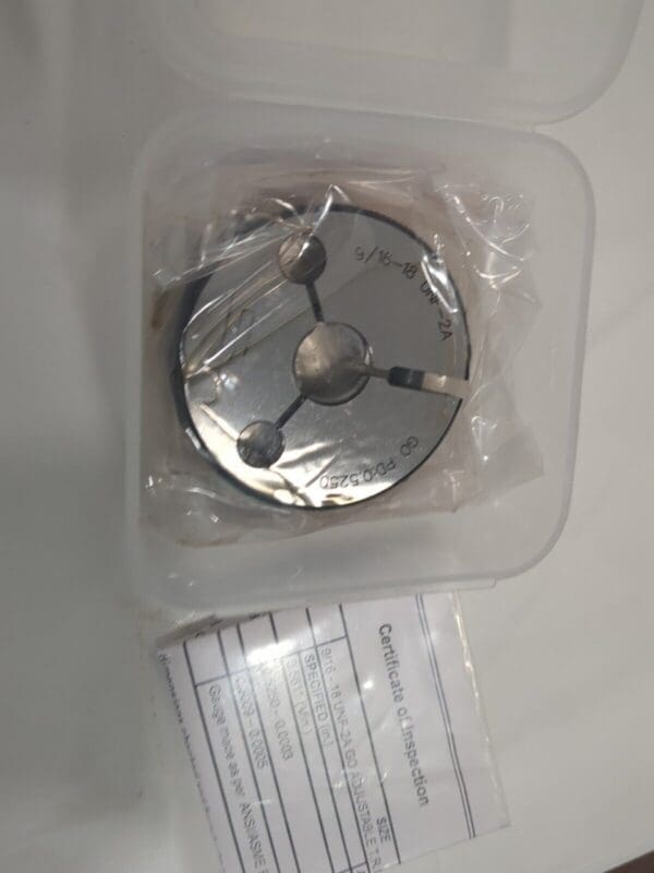 SPI Threaded Ring Gage: 9/16-18 Thread, Class 2A GO 23-183-7