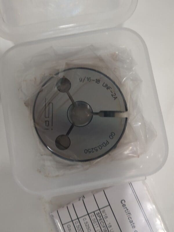 SPI Threaded Ring Gage: 9/16-18 Thread, Class 2A GO 23-183-7