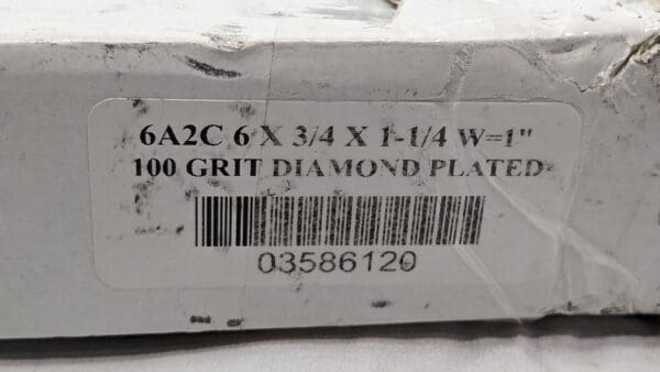 Diamond Plated Wheel 6" X 3/4" 1-1/4" W=1" Type 6A2C 100 Grit 03586120