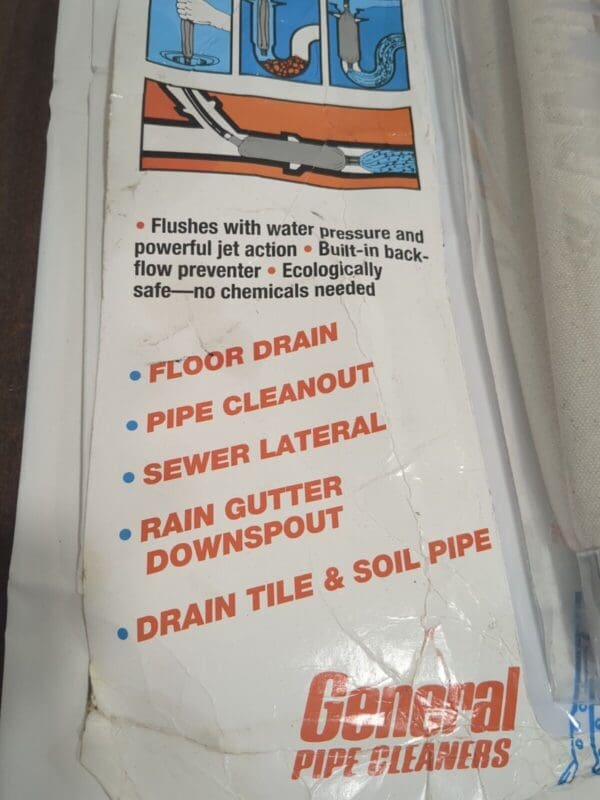 GENERAL PIPE CLEANERS Water-Pressure Flush Bag 4DF