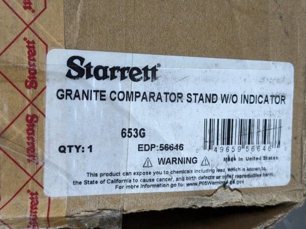 Starrett 653G Granite Comparator Gage Stand 12" x 8" x 2" Parts / Repair