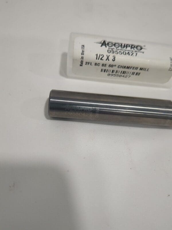 ACCUPRO Chamfer Mill: 1/2" Dia, 1/2" Shank Dia, 60 deg, 2 Fl carbide 2500093