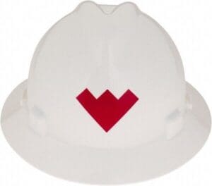 MSA Hard Hat: Full Brim, Type 1, Class E, 4-Point Suspension Qty 13 475369